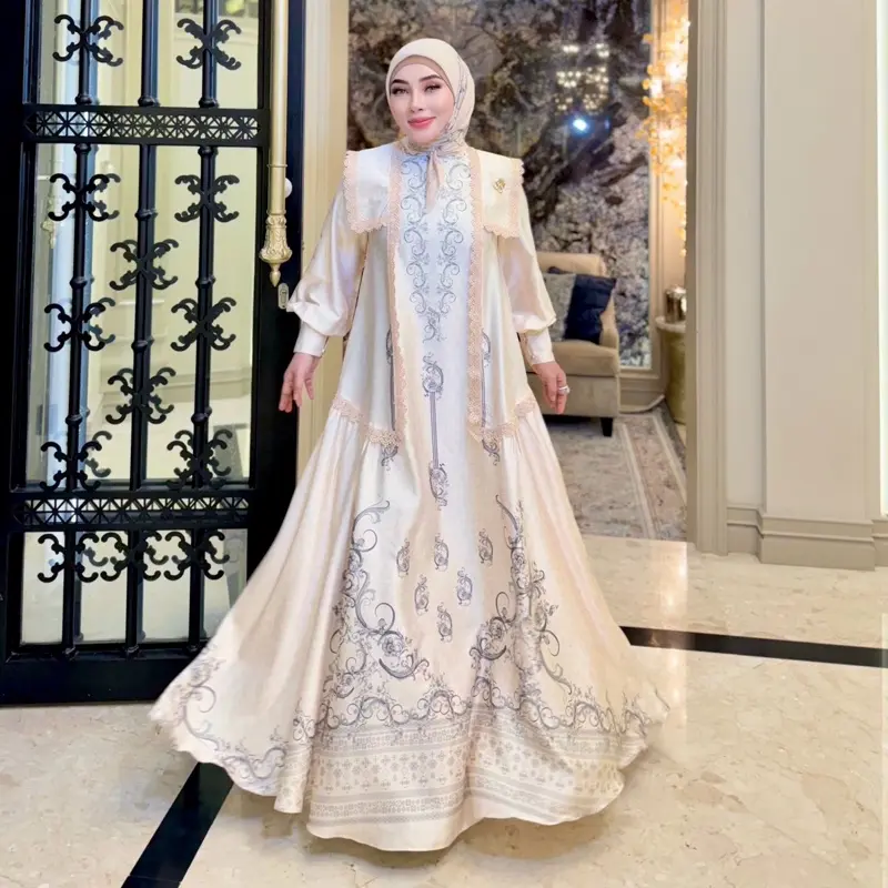 DRESS SET HIJAB COLLAR CLASSIC CREAM SS SHELLASAUKIA 2