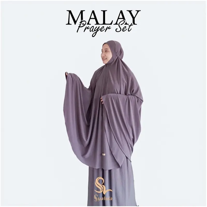 Mukena Malay Dewasa Polos  Jersey Premium by Syalula 1