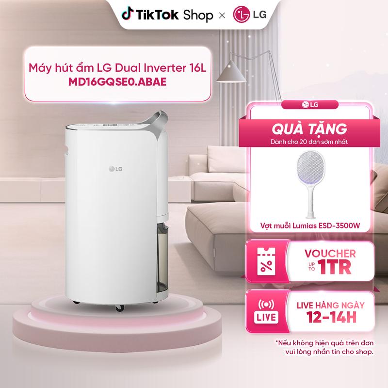 Máy hút ẩm LG Dual Inverter 16L màu trắng MD16GQSE0 - Thiết kế nhỏ gọn