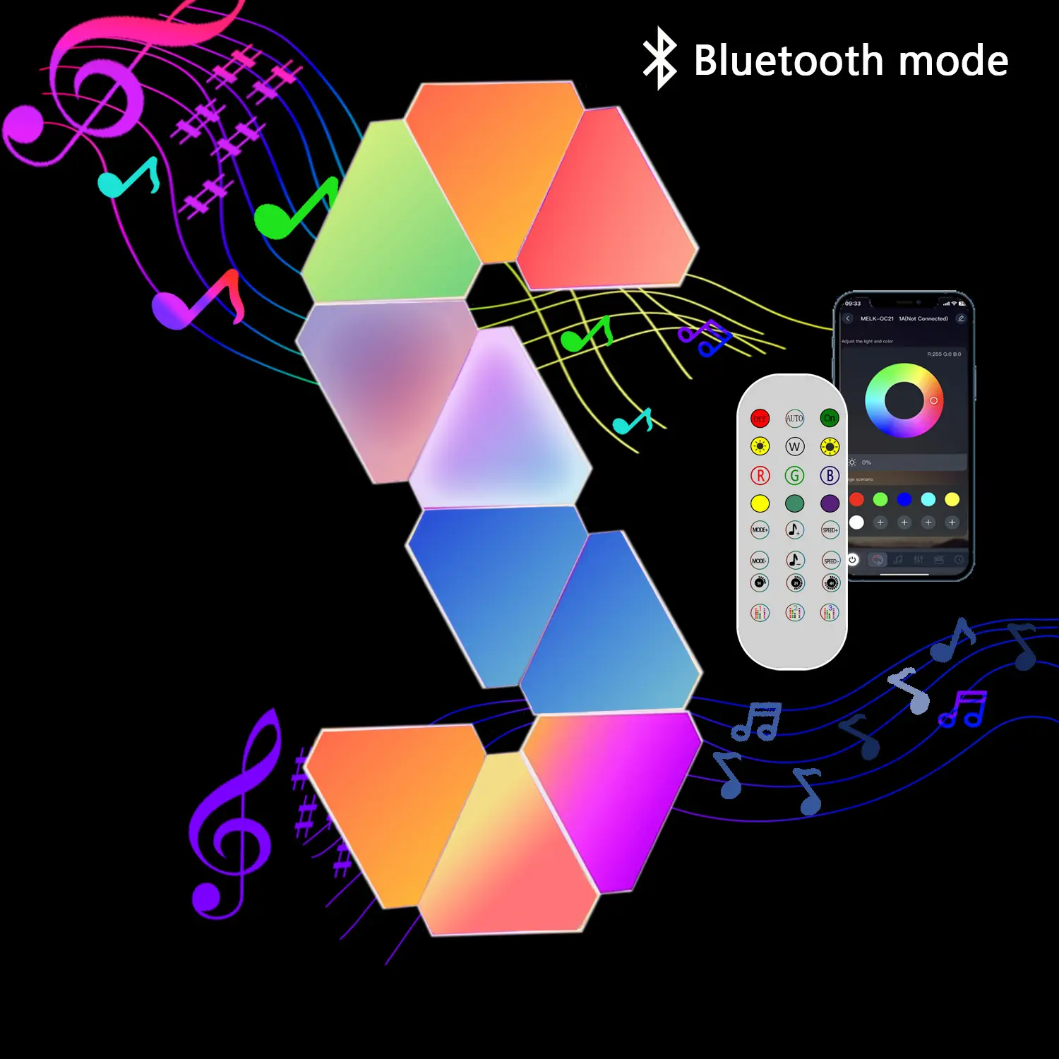 12V RGB IC Bluetooth LED Triangle Quantum Lamp DIY Shaped Wall Light Game Bedroom Room Decoration Atmosphere Light