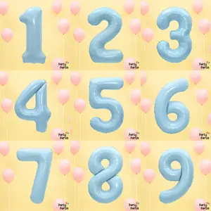 [Ecer] Balon Foil Angka Biru Doff Jumbo 80cm