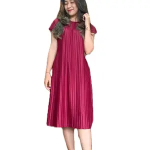 PAKET ISI 5 MIDI DRESS PLISKET TERBARU 2024 Casual Mini Soft Wanita Simple daster tali Teflon ruffle remaja mama muda daster cantik