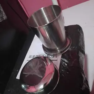 Gelas Lipat Stainless Steel Foldable Cup Carabiner - YL37802 - Silver