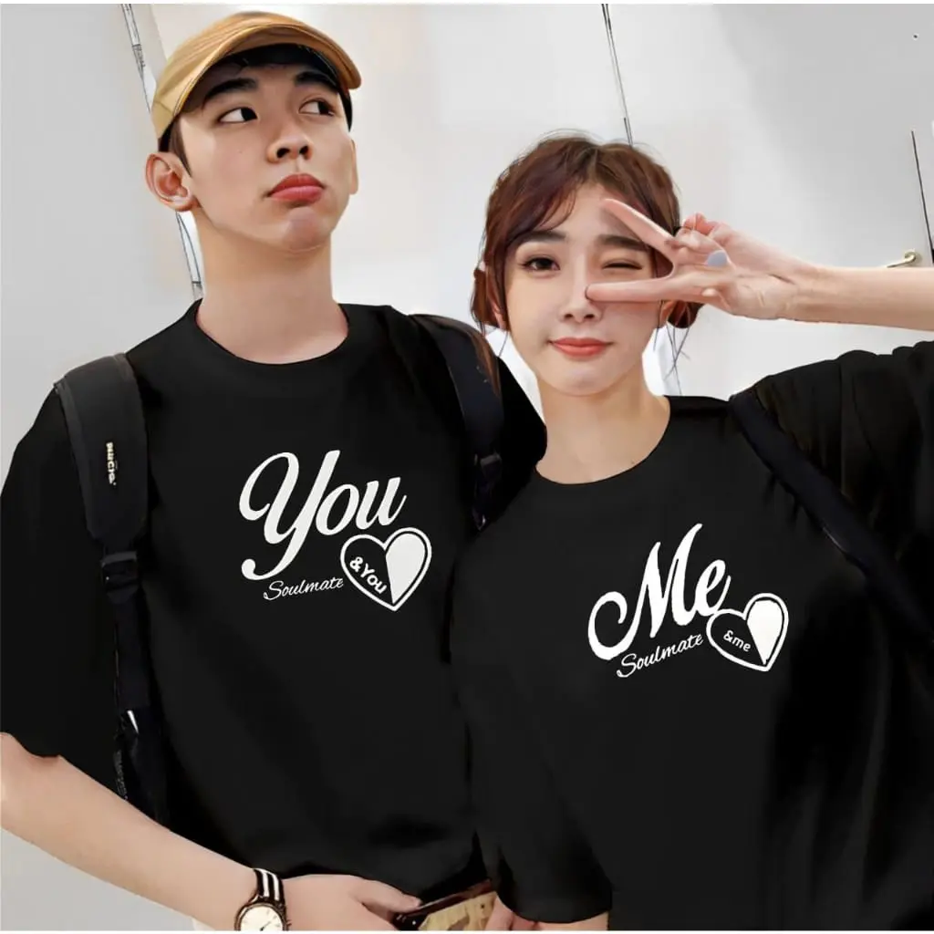 Baju Kaos  Distro Couple Pria Wanita YOU ME (HARGA 2 BAJU) Bahan Katun Premium  Motif Pasangan