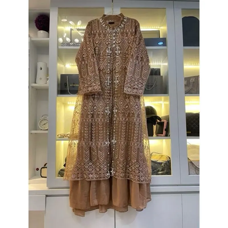Gamis brokat terbaru 2025 mewah kekinian / gamis lebaran 2025 model gamis terbaru / gamis pesta mewah elegan / gamis kondangan mewah terbaru 6