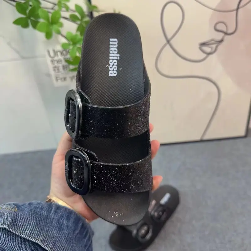 Sandal Dobeltop M.Cozy Slide Wanita Black Pink 6