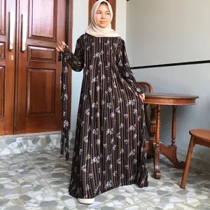 Kamila dress bahan rayon printing,,adem,,lembut,, tebal by hanin Gamis Muslim Wanita Nyaman