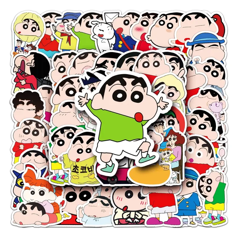 Hình dán Shin Chan hoạt hình Vui Nhộn 10 / 52 miếng, Không thấm nước, Thích hợp cho máy tính xách tay, điện thoại và mũ bảo hiểm, Hình dán sáng tạo, cho trẻ em tự làm 0