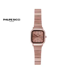 PhiLipe Ricci Jam Tangan Wanita Kecil Analog 100% Oriinal Tali Rantai Stainless steel Dial Kotak Simpel Modern 6450 Perempuan Free Box