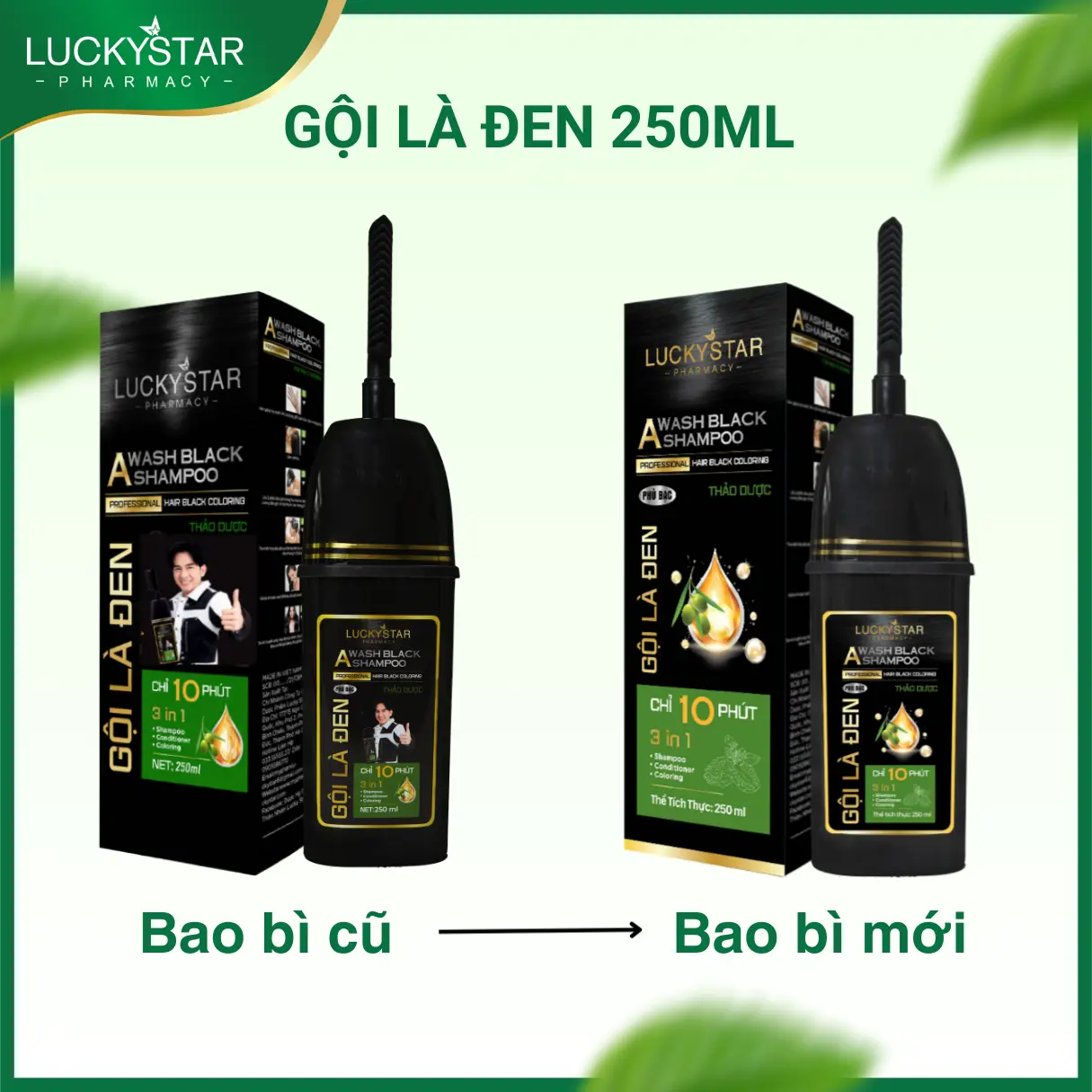 Dầu Gội Phủ Bạc Gội Là Đen & Nâu Thảo Dược LUCKY STAR -  Tiện Lợi , Đổi Màu Tóc , Nhuộm Tóc - dầu  gội tại nhà - daugo identoc