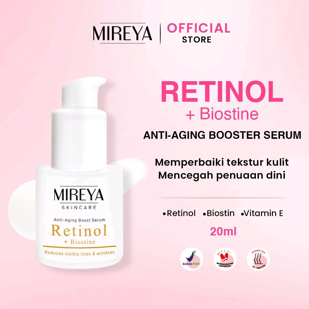 Mireya Retinol Biostine Anti Aging Serum Booster Serum Perawatan Wajah Kering Kusam daily  serum serum retinol Memudarkan