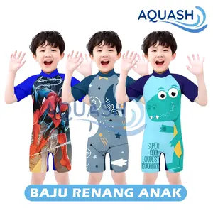 Baju Renang Anak Usia 3-10 Tahun Lengan Pendek Karakter Beruang Dino Swimsuit
