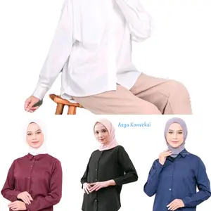 Kemeja Atasan Formal Warna Putih Hitam Wanita Dewasa Kerah Jatuh Lengan Panjang Kancing Bahan Toyobo Tidak Mudah Lecek Terbaru Viral 2024 - Lembut, Casual Kerja Korean Brown White Blouses & Shirts dasar Regular Beige Cuci Kering Cocok untuk semua Proton