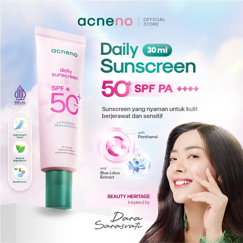 [NEW FLASH SALE] Sunscreen Acneno isi 30ml - Sunscreen daily untuk kulit berjerawat & sensitif | Melindungi Kulit dari Sinar UV | Merawat Skin Barrier | BPOM & Halal