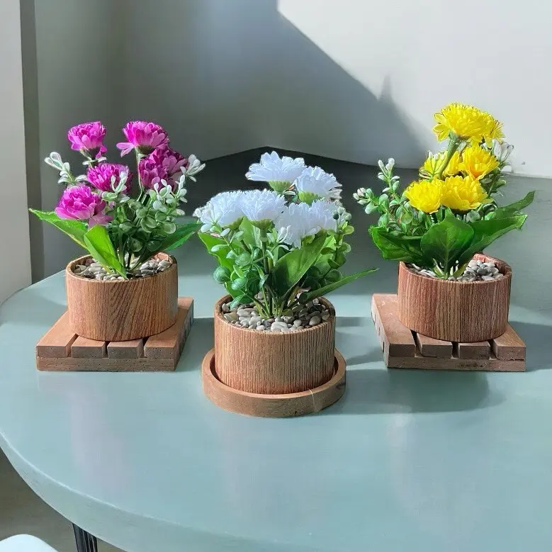 Paket 3pcs bunga krisan artificial vas aesthetic 0