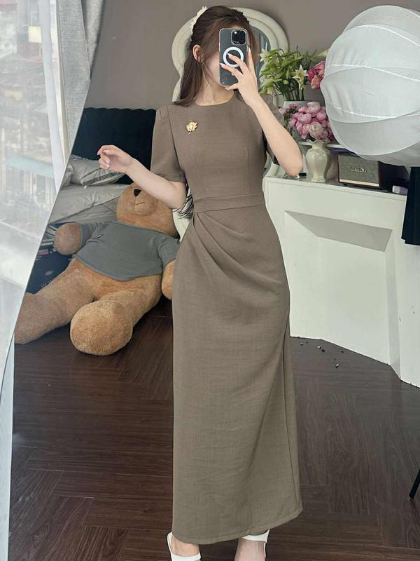 Váy cổ tròn dáng ôm kèm tag t73 ( có độn vai ) 4