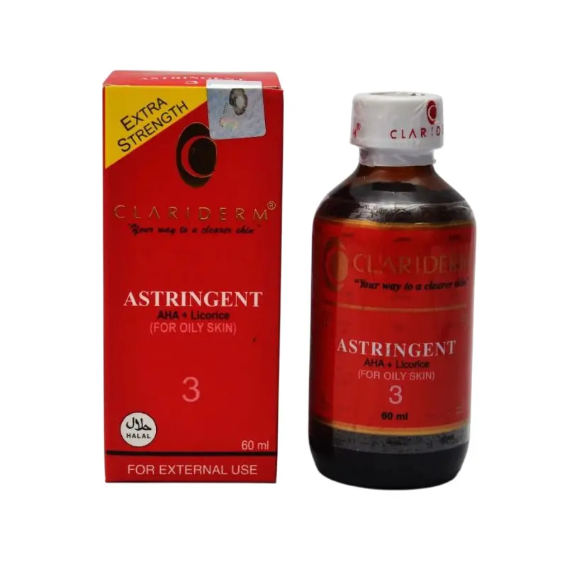 [ COD] 1 pcs Toner Clariderm Astringent no 3 ORIGINAL /Toner Pembersih Wajah For Oily Skin - 60 ml Kontrol Minyak asli ori Perawatan Mencerahkan Hitam