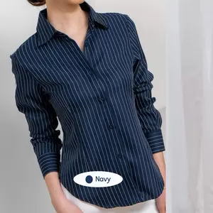 Luna Kemeja Wanita Garis Garis Bahan Wool Stripre Premium
