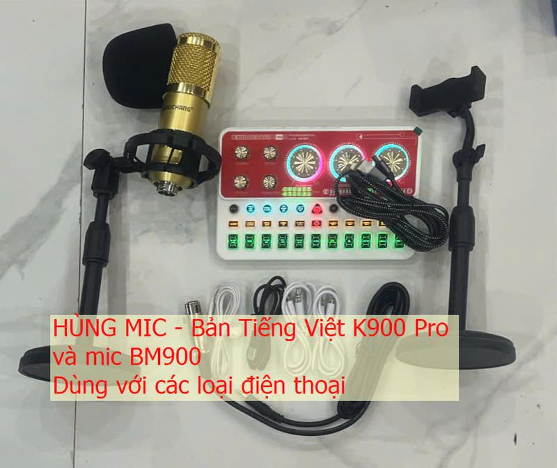 Bản tiếng Việt Sound card K900 Pro mic Woaichang BM900 và dây vừa sạc vừa live dùng cho các dòng điện thoại
