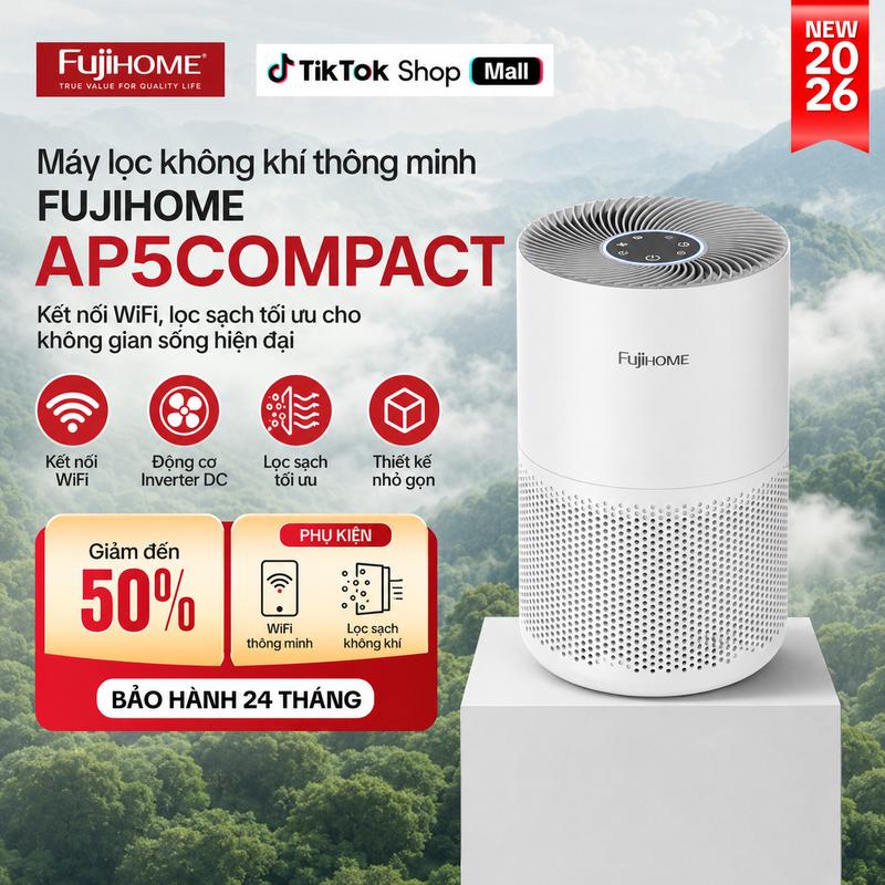 Máy lọc không khí Fujihome AP5COMPACT – Kết nối WiFi, lọc sạch tối ưu cho không gian sống