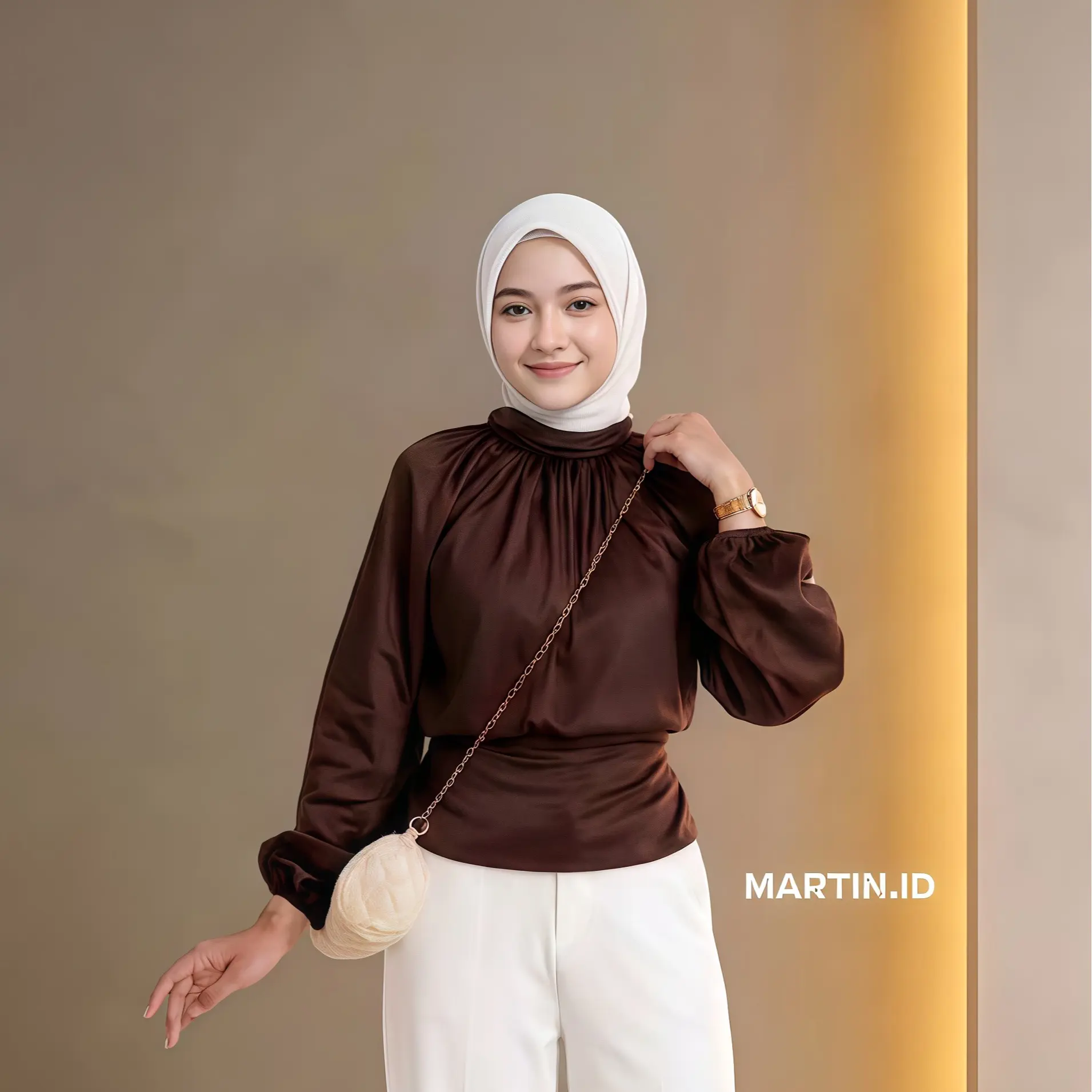 Echa Blouse Drapery Turtle Neck Blouse Wanita Lengan Panjang Bahan Rayon Twill Adem Nyaman Dipakai