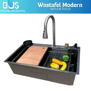 KITCHEN SINK MODERN 7545 BLACK / BAK ICUCI PIRING VIRAL Wastafel Hitam Stainless
