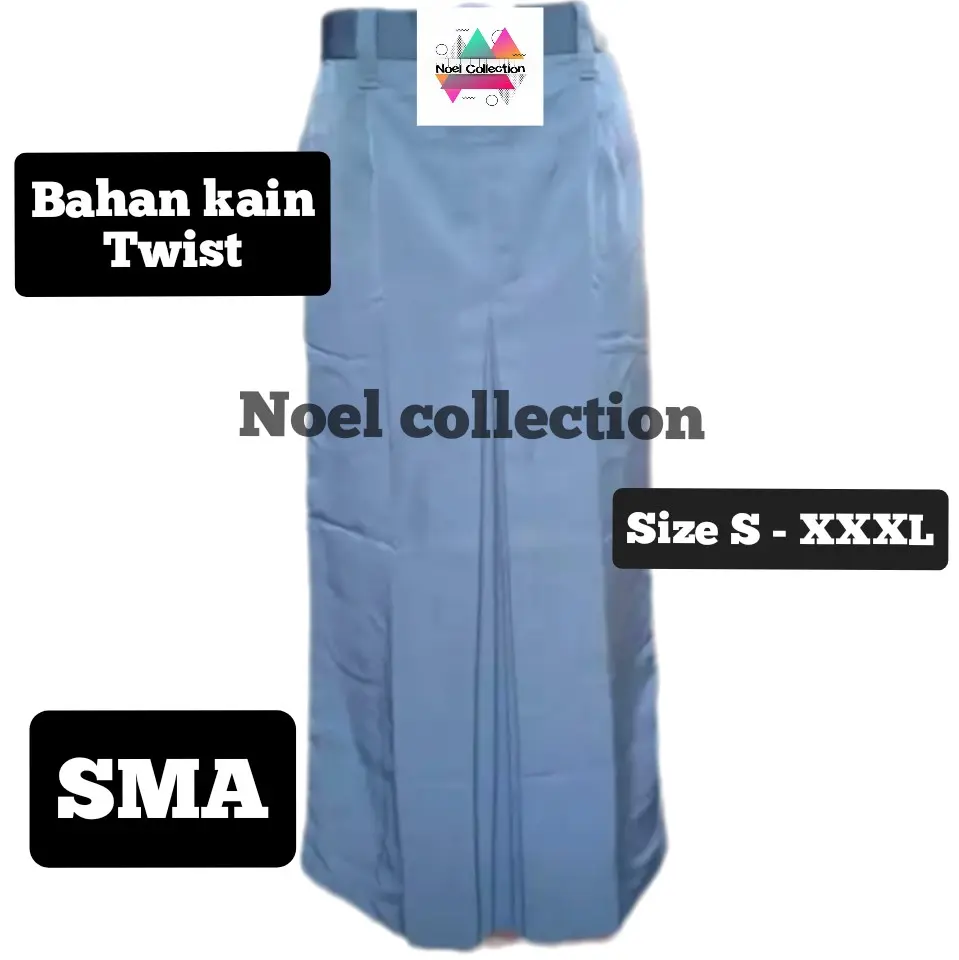 Rok abu Rok span belah 1 panjang SMP SMA (twist/licin) NON KARET ATAU TANPA KARET