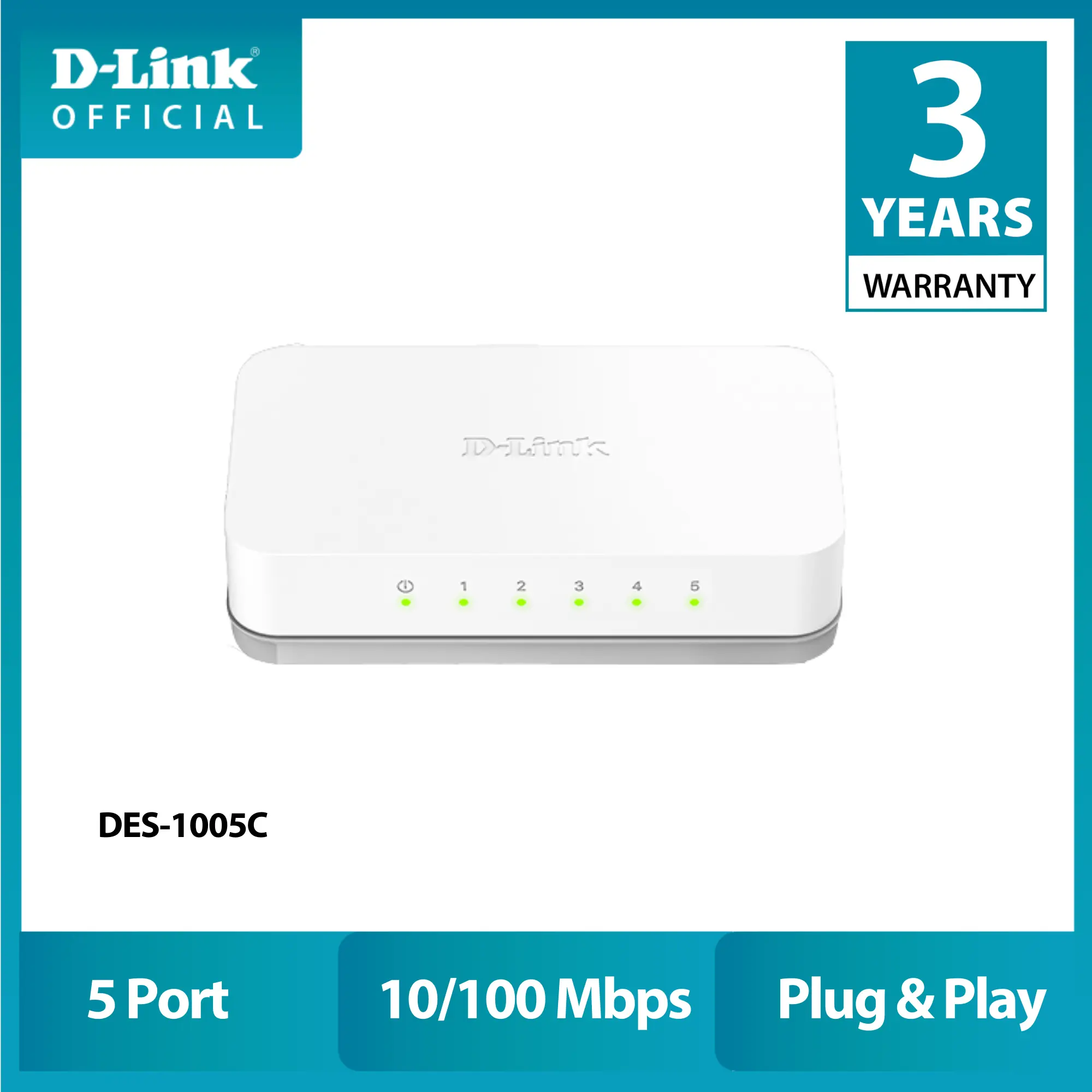 D-Link DES-1005C 5-Port 10/100 Mbps Unmanaged Desktop Switch