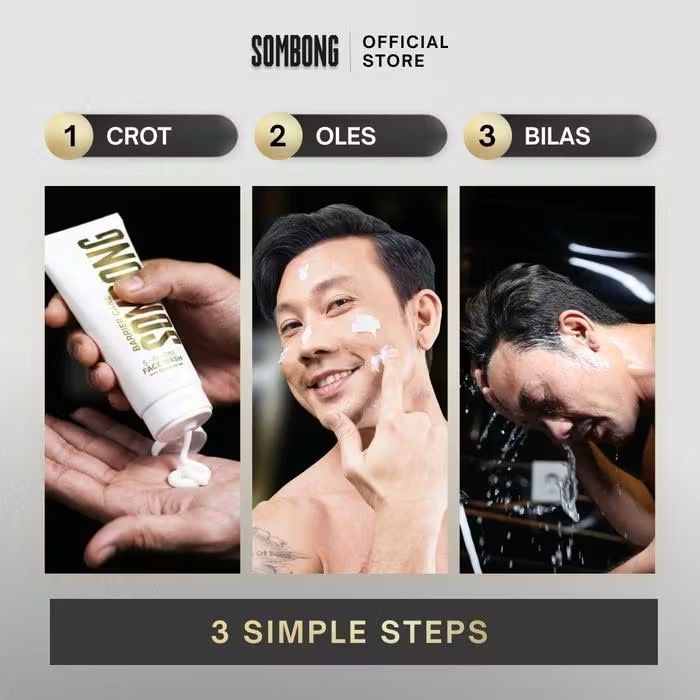 2 SOMBONG SKIN BARRIER & LOW PH 5-in-1 FACE WASH Perawatan Sabun Muka Cowok Pembersih Wajah Pria 100ml Mencerahkan .