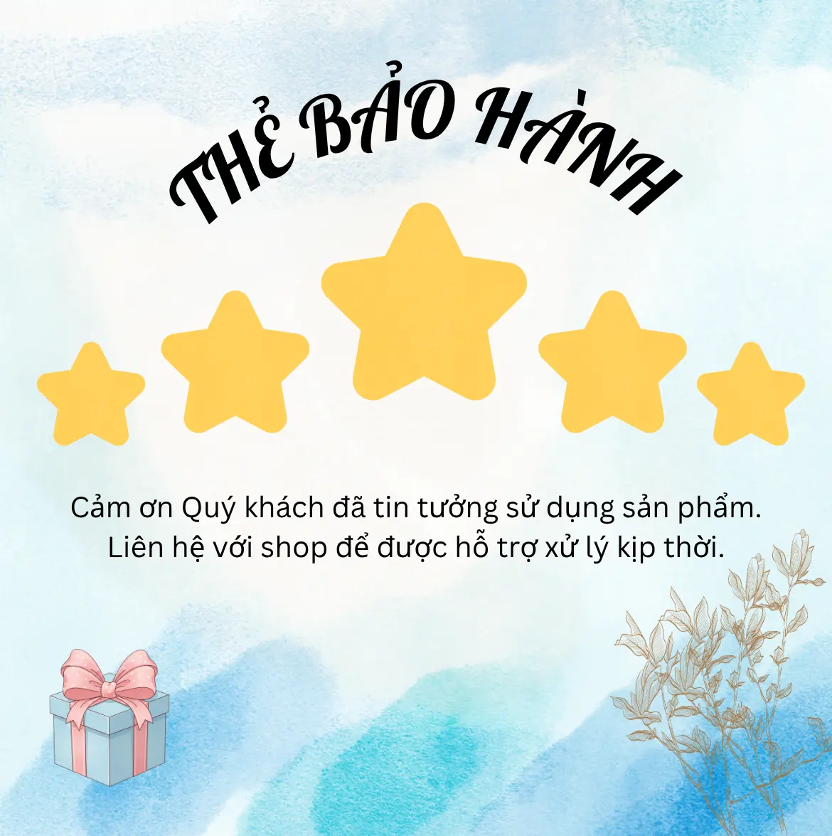 Thẻ bào hành cho các sản phẩm của cửa hàng