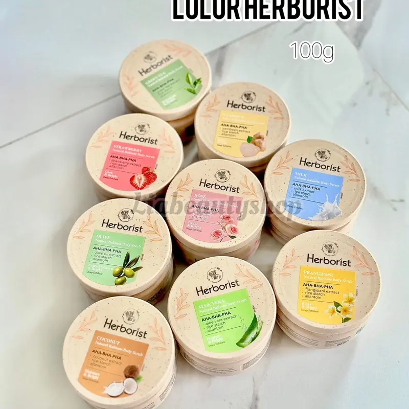 Lulur Herborist all varian 100g Mencerahkan kulit NEW! Herborist Natural Balinese Body Scrub Pha Exfoliating Mandi Tubuh Niacinamide Pencerah Perawatan Glycolic Kotoran 1