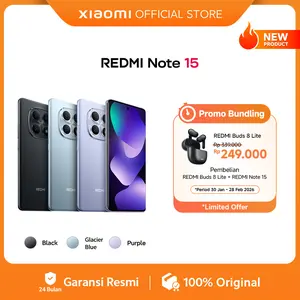 Xiaomi Redmi Note 15 (8/128 GB) (8/256 GB) | Baterai besar 6000mAh | Kaca layar dengan daya tahan tinggi | IP64 Ketahanan debu dan air | Kamera super jernih 108MP | Layar AMOLED FHD+ 6,77" | NFC [Xiaomi Official Store]