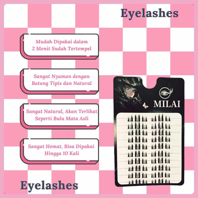 MILAI RIASAN MATA A20 Douyin Lash 10 Baris Bulu Mata Palsu Berkualitas Tinggi + Lem Ekstensi Bulu Mata - Bulu Mata Palsu 3