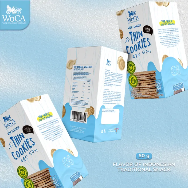 WoCA Thin Cookies Box Cookies and Cream 50gr - Plant Based 1