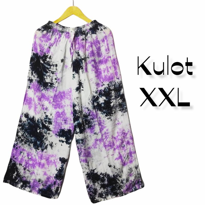 Celana Kulot super jumbo smok putihan Cantik Karet Melar Rayon Wanita Lembut Variasi Panjang 4