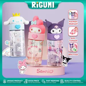 Botol Air Minum Anak Cinnamoroll Kuromi Melody 450 ML Karakter Sanrio Plastik BPA Free Anti Tumpah Kitchenware
