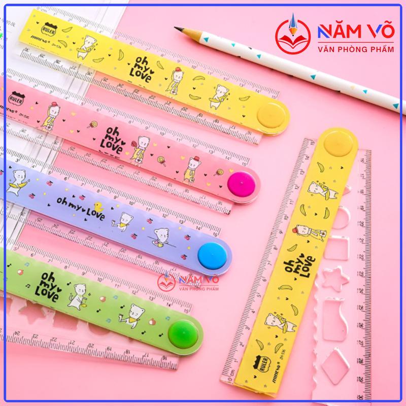 SỈ _ THƯỚC GẤP LON 40 Cây Thước Nhựa Thước Kẻ Nhựa Thước Kẻ Gấp Nhựa Aihao 30cm Nhiều Kiểu Hình Dễ Thương AH2628 Màu Ngẫu Nhiên