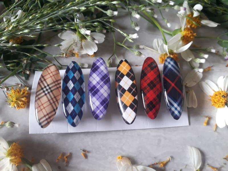 Peniti Oval jilbab pin dagu Hijaber premium motif kotak isi6 4