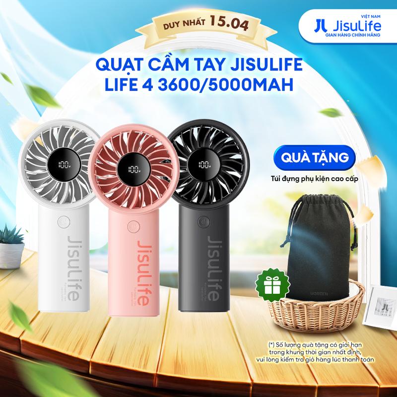 Quạt cầm tay mini Jisulife Life 4 ABS 5 cấp độ gió 3600mAh/5000mAh - Sử dụng liên tục 12h - Chính hãng - Bảo Hành 12 tháng