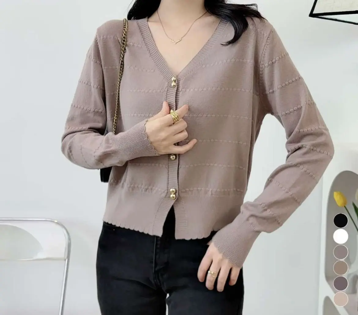 Atasan Rajut Import Premium Cardigan Kancing Button Double Wanita Korean Style Knitwear Kardigan Top