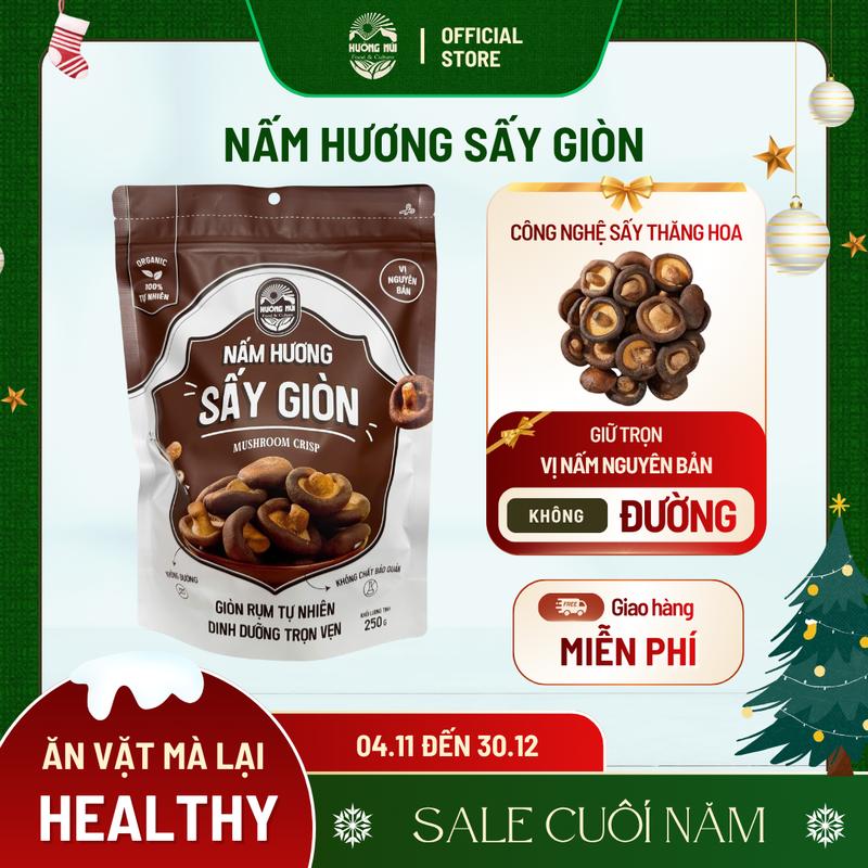   COMBO 5 Túi  - Nấm Hương Sấy Giòn Ăn Liền Thơm Ngon - Công Nghệ Sấy Thăng Hoa Không Đường Giữ Trọn Dinh Dưỡng - Snack Food Healthy - Trọng Lượng 250G Túi 