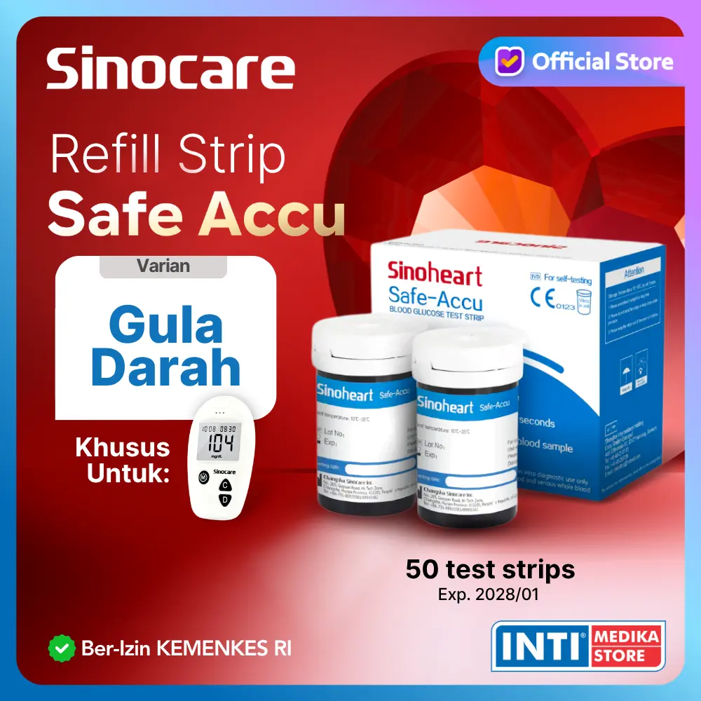 SINOCARE - Strip Refill Test Gula Darah SAFE ACCU SinoHeart | Refill Blood Glucose Test Strip