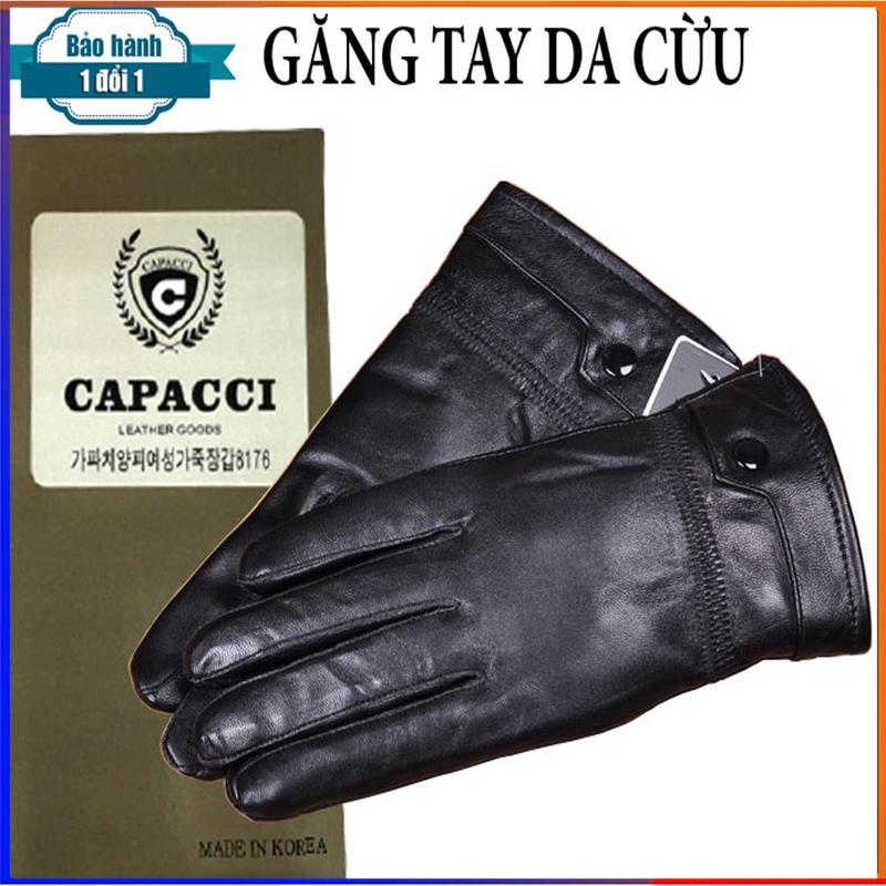 Găng Tay Da Cừu Nam Nữ Capacci Lót Nỉ Cảm Ứng Điện Thoại Giữ Ấm Mùa Đông Unisex Lót Lông Mềm Mịn Chống Xước Chống Nước Sang Trọng Đẳng Cấp 