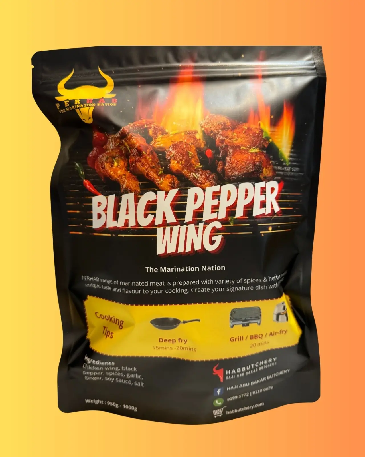 1000g of marinated blackpepper chicken wings