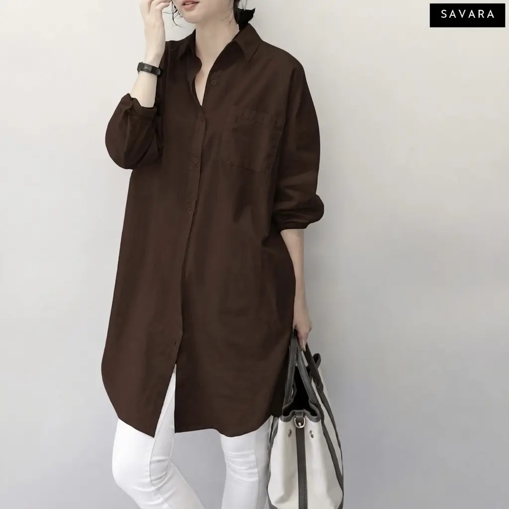 SAVARA • VIOLA Blouse Jumbo •  Baju Atasan Kemeja Basic Polos Panjang Semi Tunik Muslim Wanita Bahan Katun Poplin Premium Nyaman outfit cewe