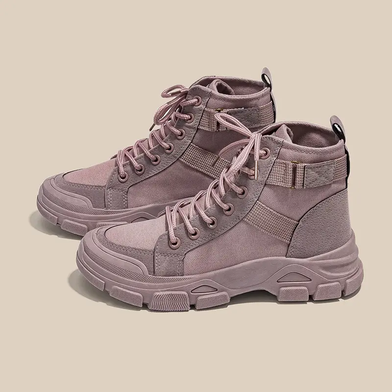PINKEY P018 Sepatu Wanita Sneakers Boots Shoes Canvas Karet Tinggi Sol 4.5 Cm Insole Sponge Berlubang Comfy Elegant 6