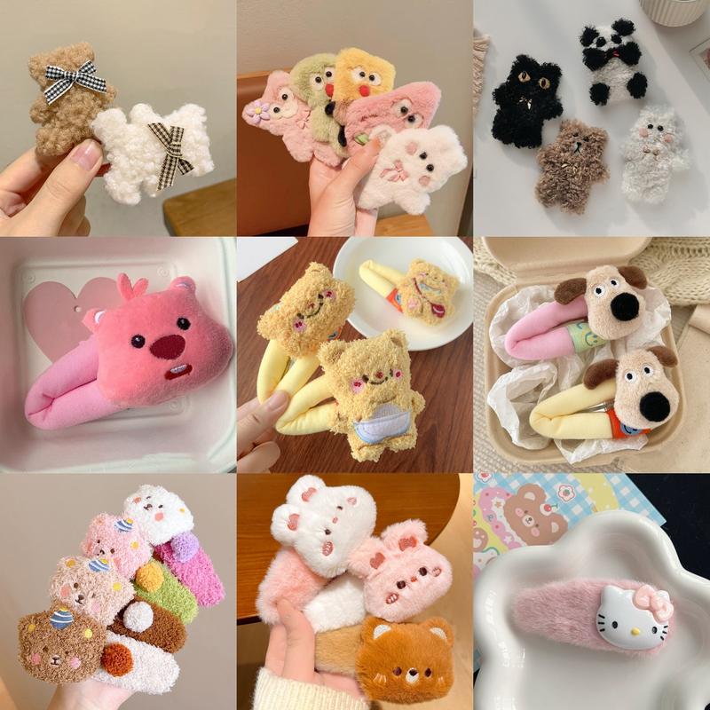 Kẹp Tóc Búp Bê, Thiết Kế Dễ Thương, Phong Cách Đơn Giản Và Thời Trang, Thích Hợp Cho Mùa Thu Và Mùa Đông, Kẹp Nhồi Bông Phụ Kiện Cài Tóc, Thích Hợp Cho Bé Gái, Kẹp Bên, Kẹp Tóc Mái, Kiểu Hoạt Hình Women