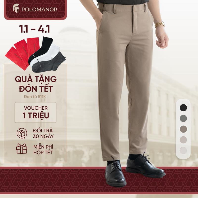 Quần dài SD nam Kaki gân Hàn Quốc chuẩn form tôn dáng sang trọng - POLOMANOR