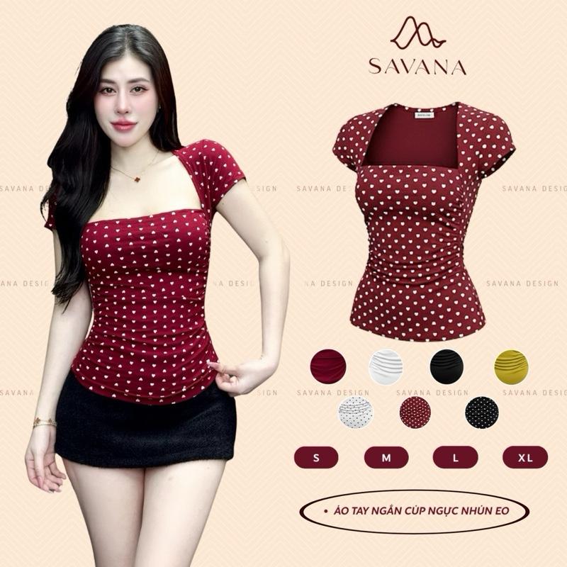  SAVANA Áo Thun Tay Ngắn Nhún Eo Ôm Body Chất Cotton Mịn Co Giãn Bốn Chiều Thoáng Mát Woman SAVANA D18 Thiết Kế Thời Trang Mềm Mại Thoáng Mát 