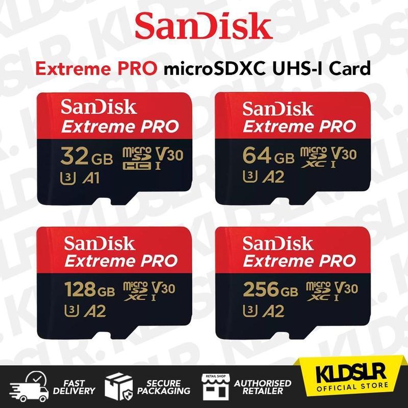 SanDisk Thẻ Nhớ Micro SD Extreme Pro V30 32GB 64GB 128GB 256GB UHS-I Card Chính Hãng SanDisk thẻ  nhớ  512gb  cho  camera,thẻ nhớ usb  nhac  dj đầu  đọc  thẻ  nhớ  máy  ảnh